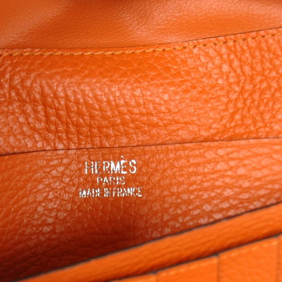 1:1 Quality Hermes Bearn Japonaise Smooth Leather Tri-Fold Wallet H308 Orang Replica - Click Image to Close